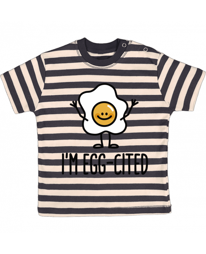Camiseta Bebé a Rayas I'm egg-cited por LaundryFactory