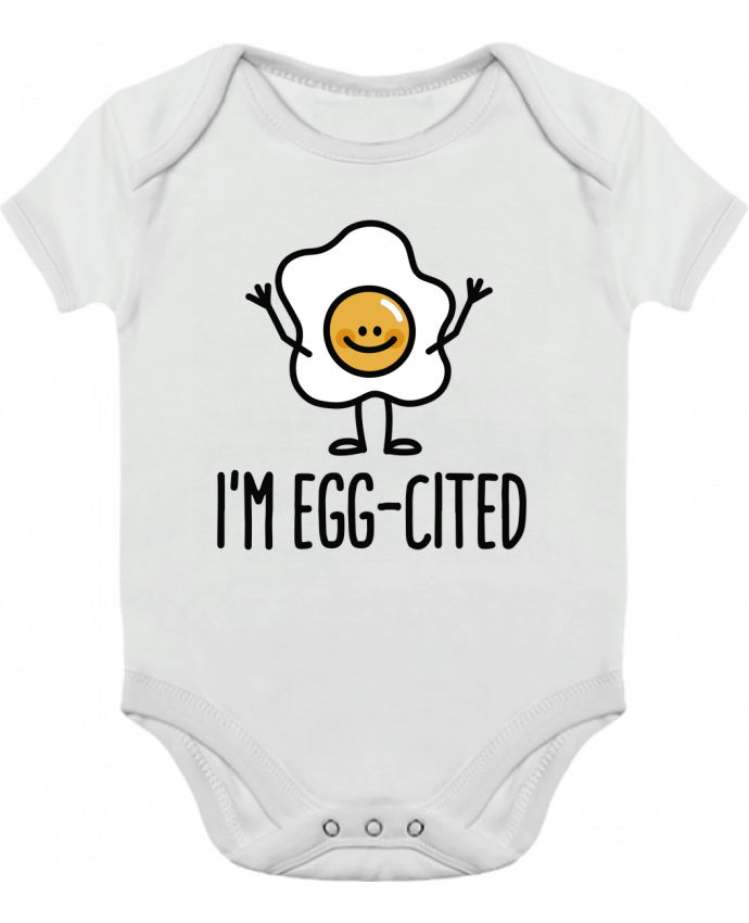 Body bébé manches contrastées I'm egg-cited par LaundryFactory