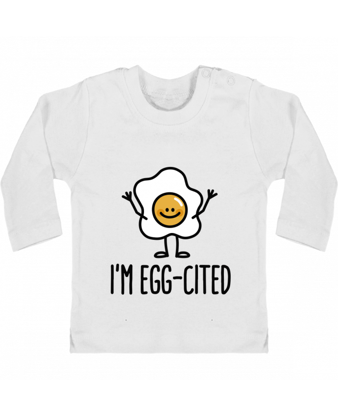 Camiseta Bebé Manga Larga con Botones  I'm egg-cited manches longues du designer LaundryFactory