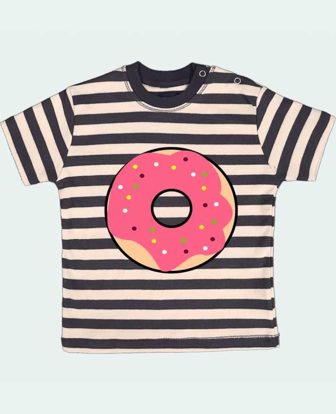 Tee-shirt bébé à rayures Donut Rose par k-créatif