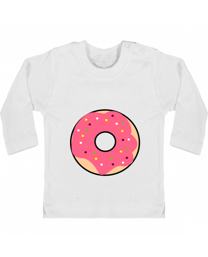 Baby T-shirt with press-studs long sleeve Donut Rose manches longues du designer k-créatif