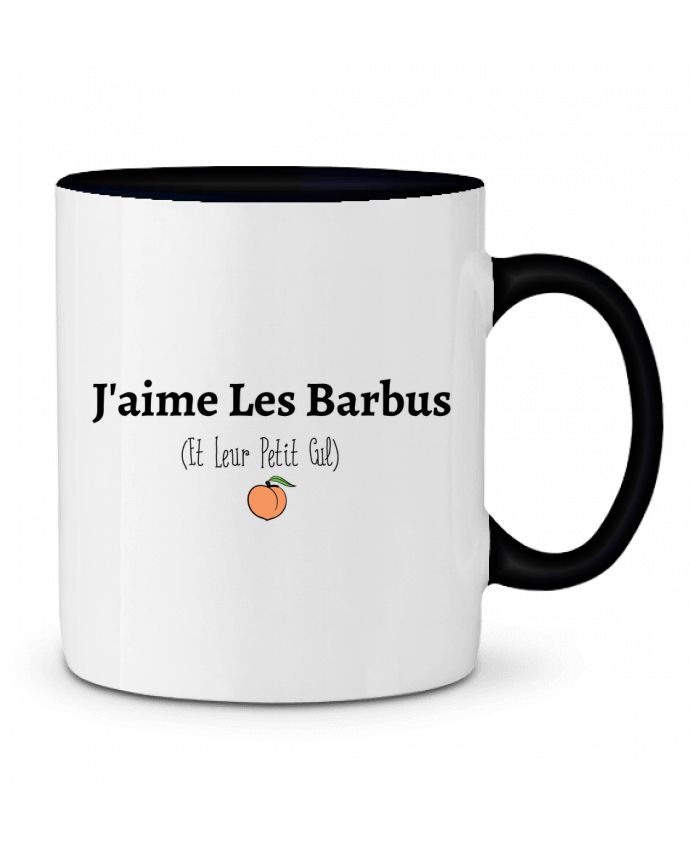 Taza Cerámica Bicolor J'aime les barbus et leur petit cul tunetoo