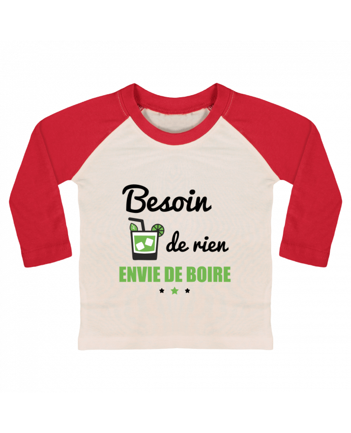T-shirt baby Baseball long sleeve Besoin de rien, envie de boire by Benichan