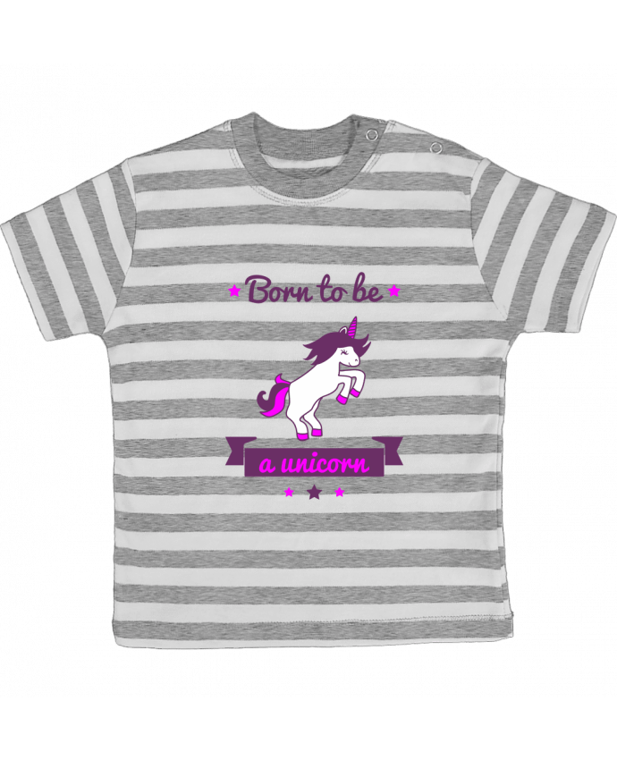 T-shirt baby with stripes Born to be a unicorn by Benichan