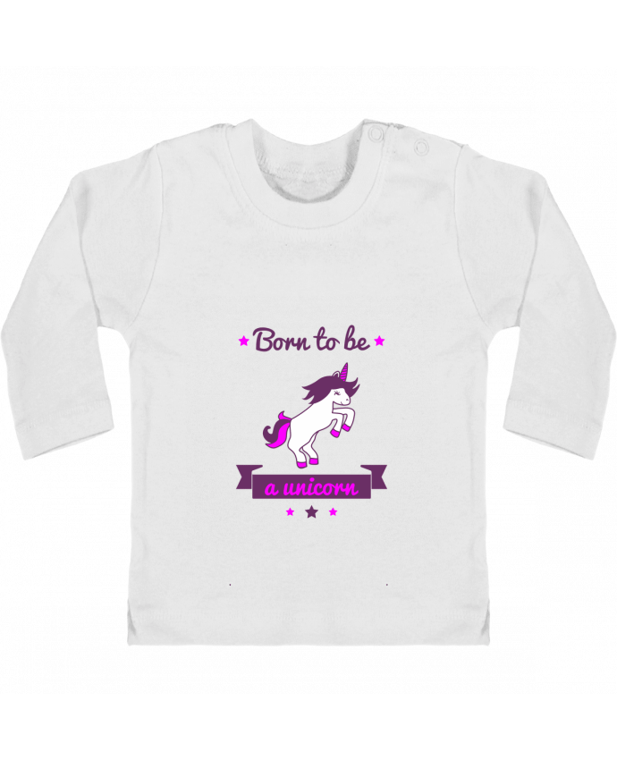 Camiseta Bebé Manga Larga con Botones  Born to be a unicorn manches longues du designer Benichan