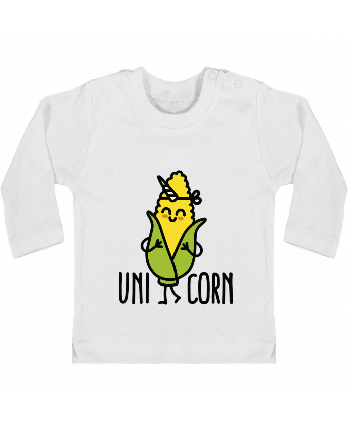 Baby T-shirt with press-studs long sleeve Uni Corn manches longues du designer LaundryFactory
