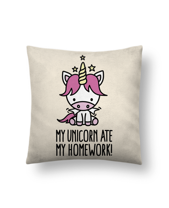 Cushion suede touch 45 x 45 cm My unicorn ate my homework by LaundryFactory
