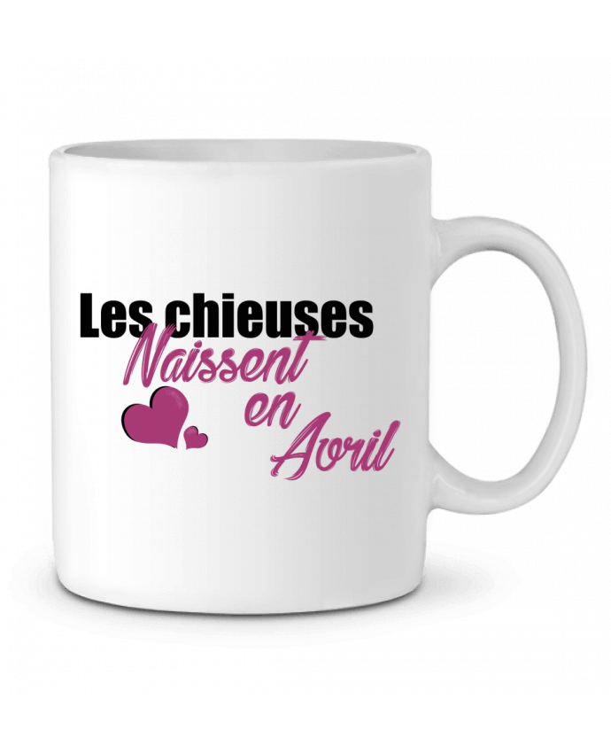Ceramic Mug Les chieuses naissent en Avril by tunetoo
