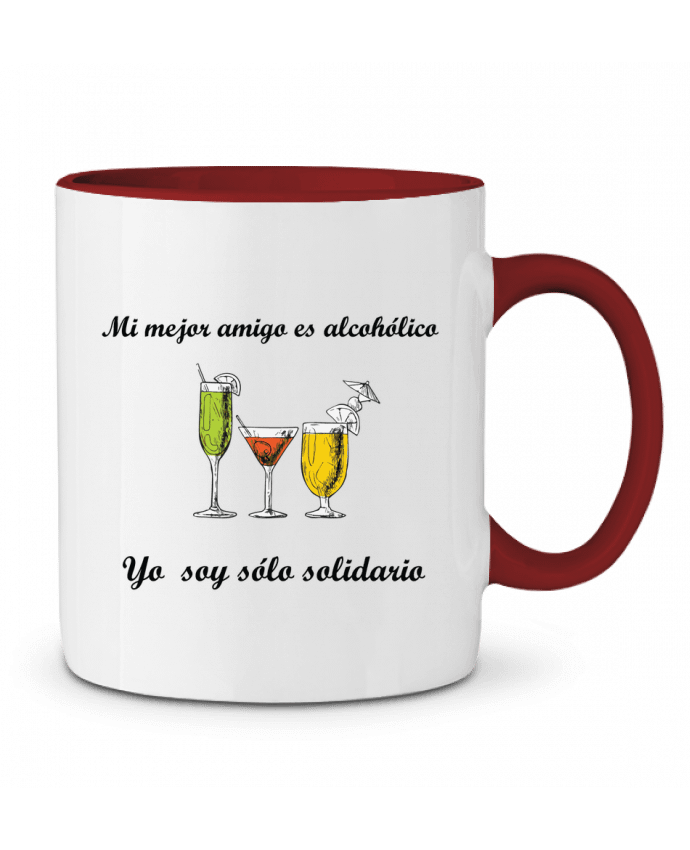 Taza Cerámica Bicolor Mi mejor amigo es alcohólico, yo soy sólo solidario tunetoo