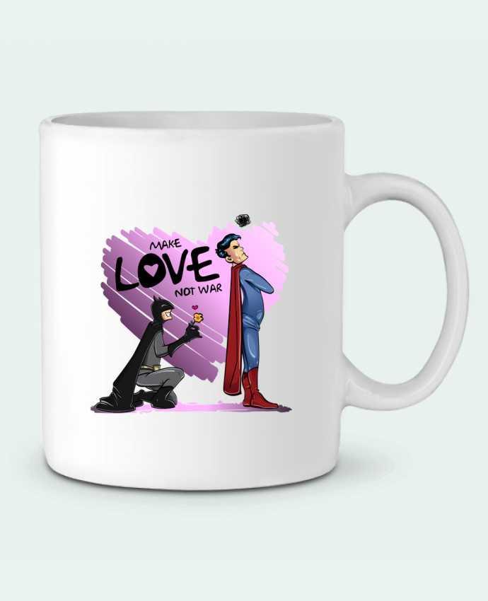 Ceramic Mug MAKE LOVE NOT WAR (BATMAN VS SUPERMAN) by teeshirt-design.com