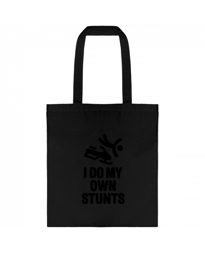 Tote Bag cotton I DO MY OWN STUNTS SNOW Black by LaundryFactory