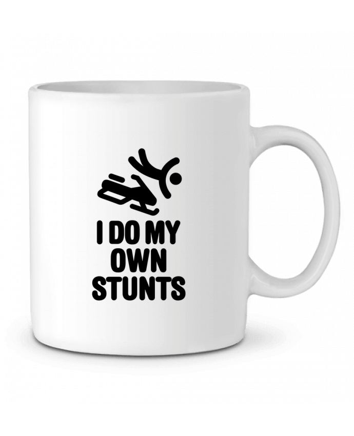 Ceramic Mug I DO MY OWN STUNTS SNOW Black by LaundryFactory