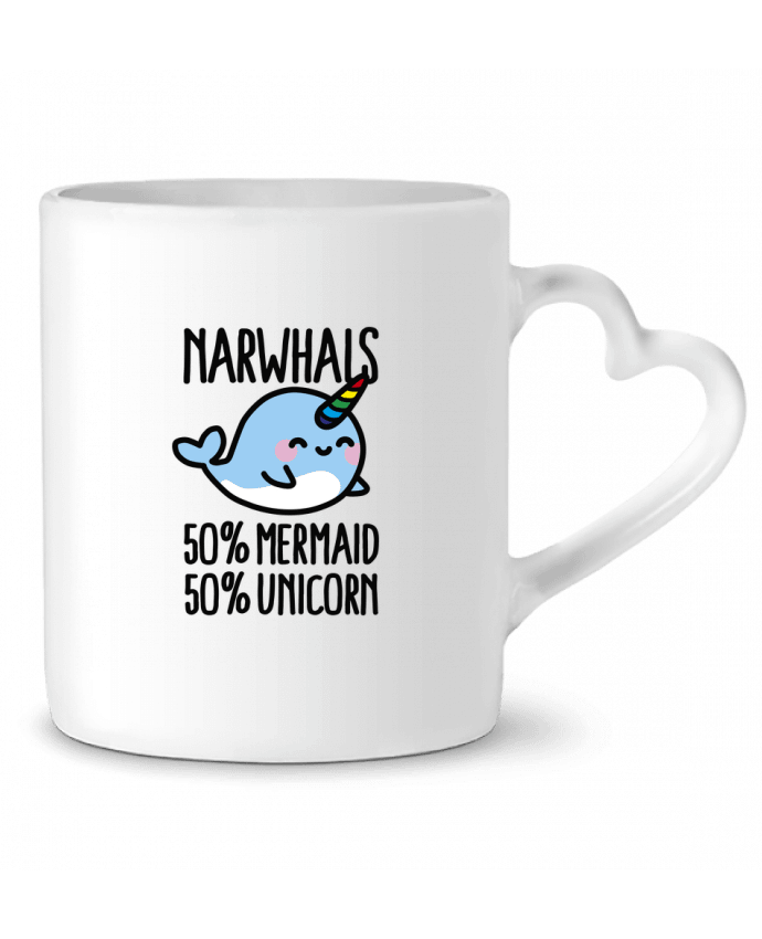 Mug coeur NARWHALS MERMAID UNICORN par LaundryFactory