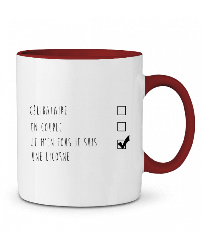 Mug bicolore je m'en fou je suis une licorne DesignMe