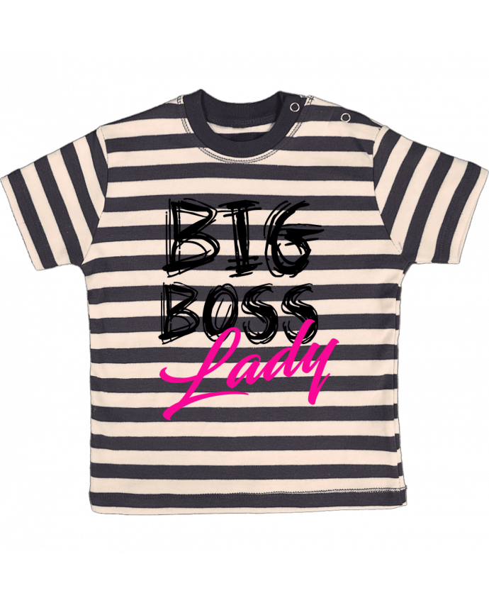 Tee-shirt bébé à rayures big boss lady par DesignMe