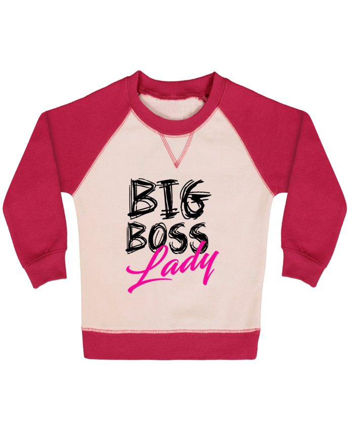 Sweatshirt Baby crew-neck sleeves contrast raglan big boss lady by DesignMe