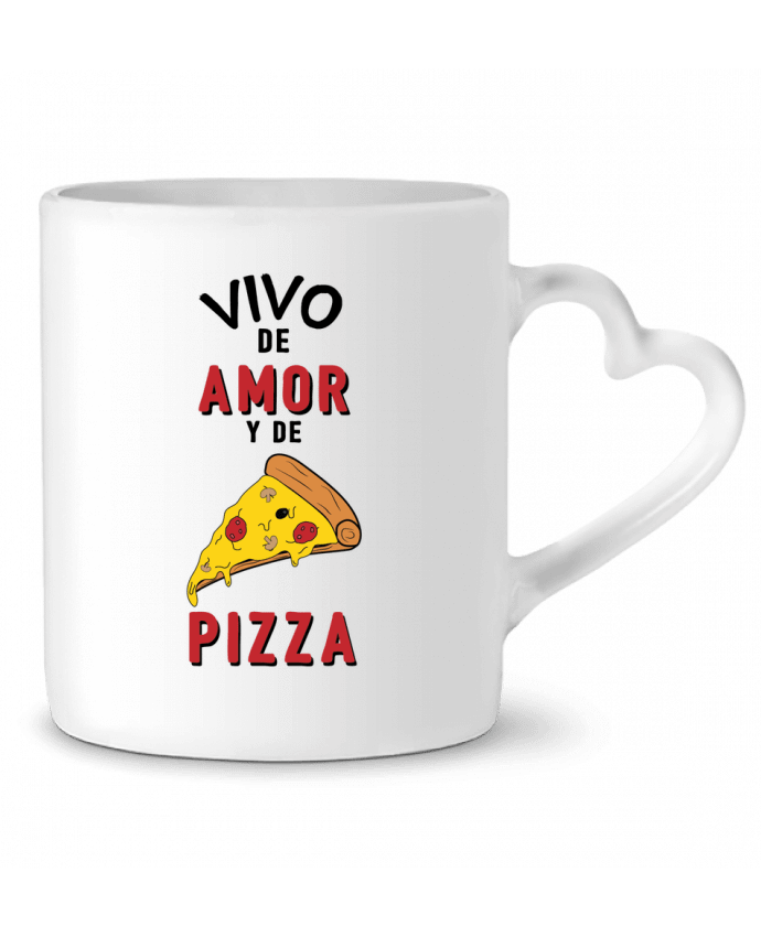 Taza Corazón Vivo de amor y de pizza por tunetoo