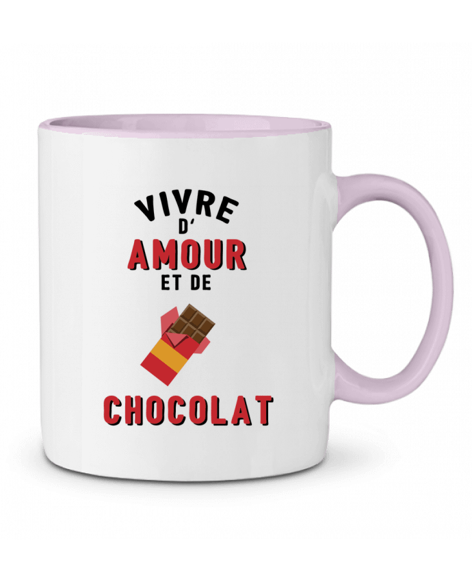 Mug bicolore Vivre d'amour et de chocolat tunetoo