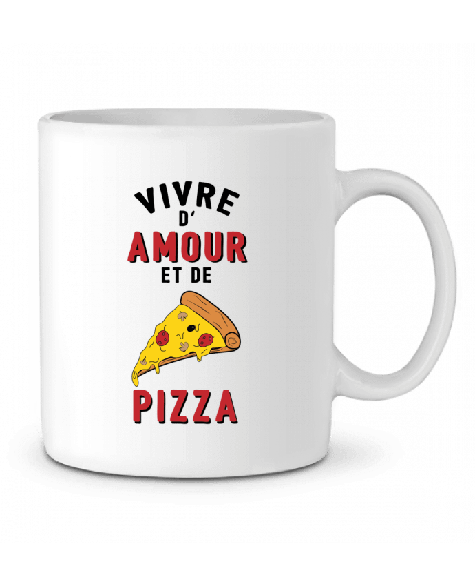Ceramic Mug Vivre d'amour et de pizza by tunetoo