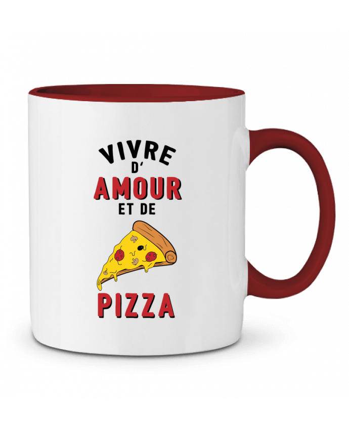 Mug bicolore Vivre d'amour et de pizza tunetoo