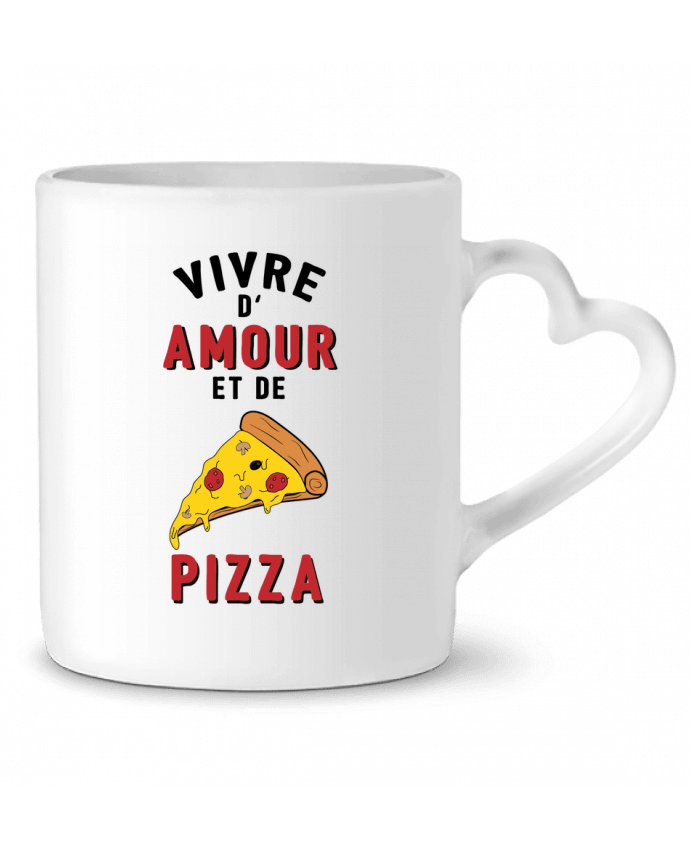 Mug coeur Vivre d'amour et de pizza par tunetoo
