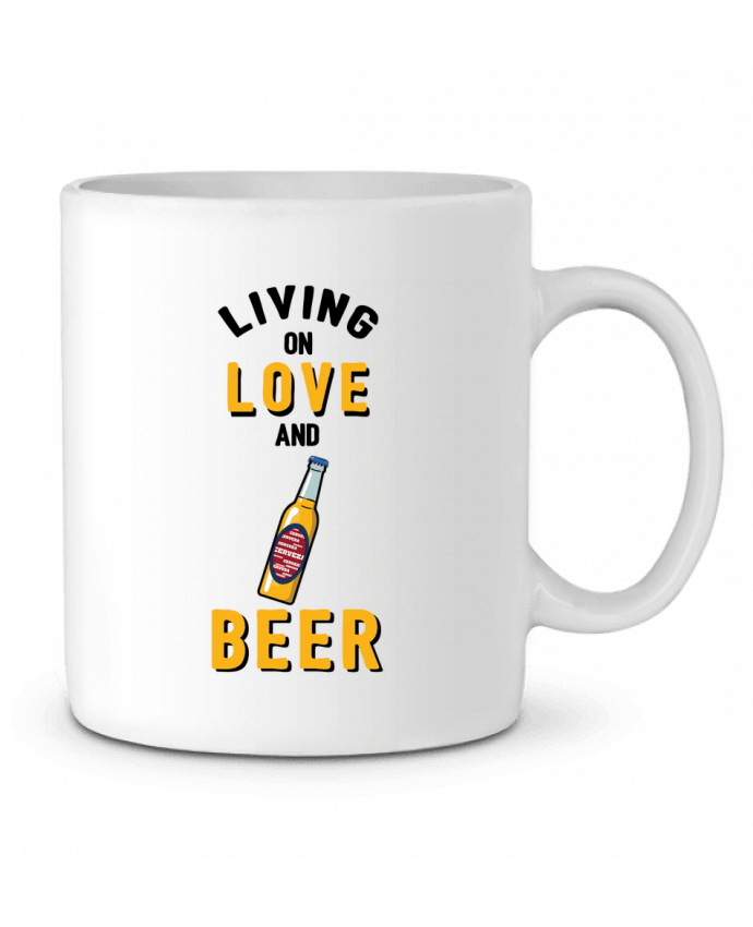 Ceramic Mug Living on love and beer by tunetoo