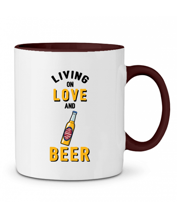 Mug bicolore Living on love and beer tunetoo