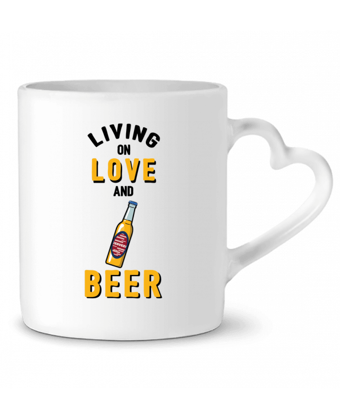 Mug coeur Living on love and beer par tunetoo