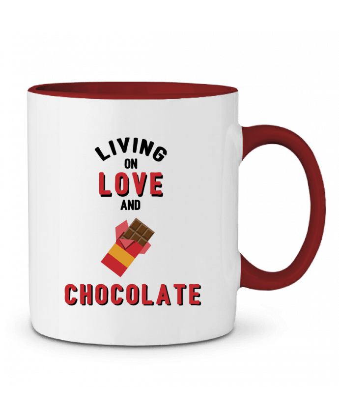 Mug bicolore Living on love and chocolate tunetoo