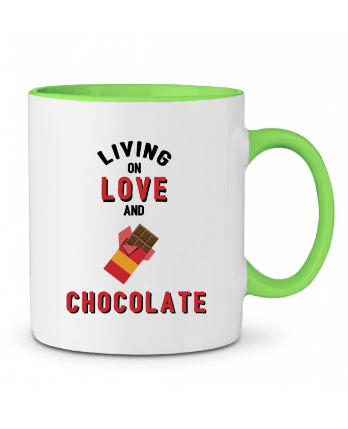 Mug bicolore Living on love and chocolate tunetoo