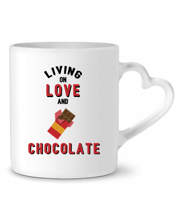 Mug coeur Living on love and chocolate par tunetoo