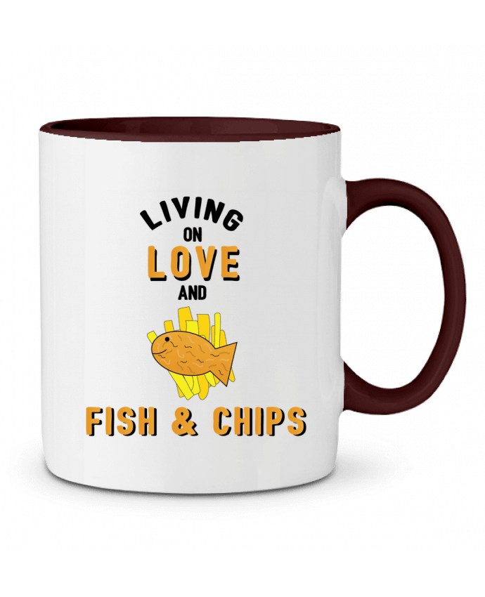 Mug bicolore Living on love and fish & chips tunetoo