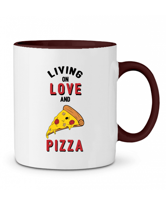 Mug bicolore Living on love and pizza tunetoo
