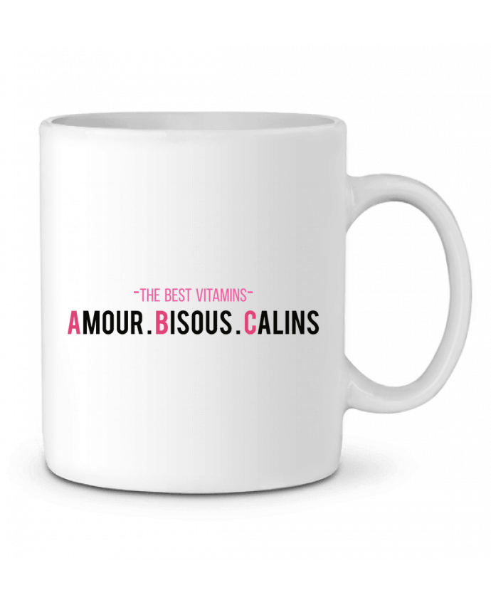 Ceramic Mug -THE BEST VITAMINS - Amour Bisous Calins, version rose by tunetoo