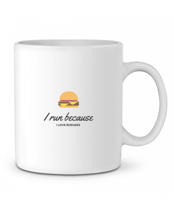 Taza Cerámica I run because I love burgers por followmeggy