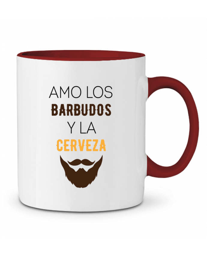 Mug bicolore Amo los barbudos y ma cerveza tunetoo