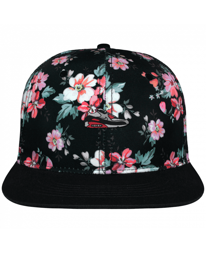 Snapback Cap Black Floral crown pattern Air max brodé avec toile motif à fleurs 100% polyester et visière no