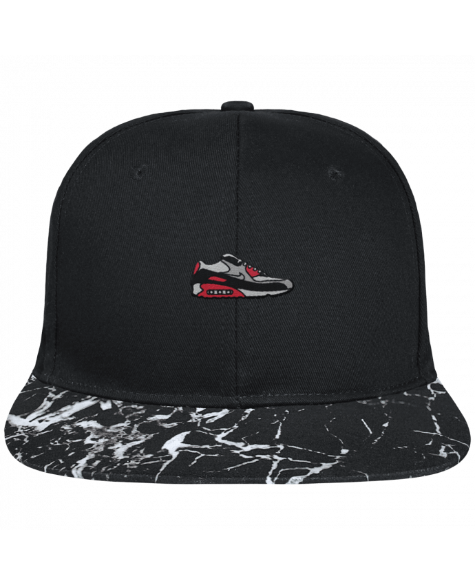 Snapback Cap visor black mineral pattern Air max brodé avec toile noire 100% coton et visière imprimée motif 