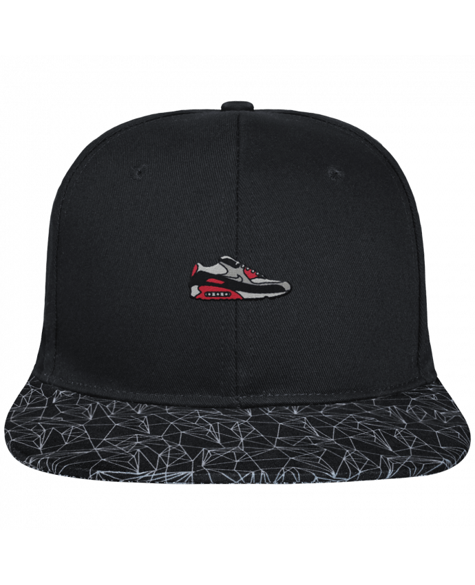 Snapback Cap visor black geometric pattern Air max brodé avec toile noire 100% coton et visière imprimée 100