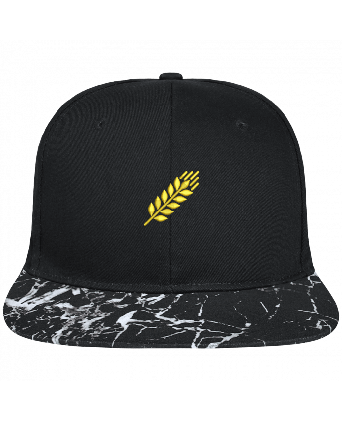 Snapback black visiere minerale Blé brodé avec toile noire 100% coton et visière imprimée motif miné