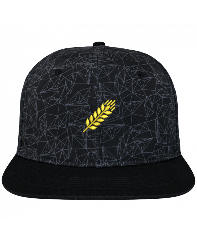 Snapback Cap geometric Crown pattern Blé brodé avec toile imprimée et visière noire