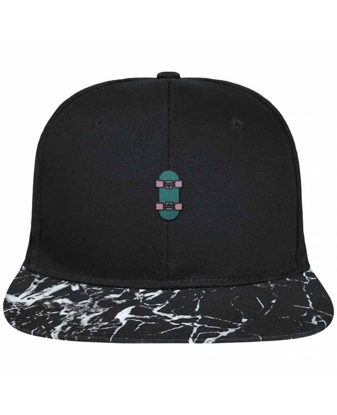 Snapback Cap visor black mineral pattern Skate bleu brodé avec toile noire 100% coton et visière imprimée mot