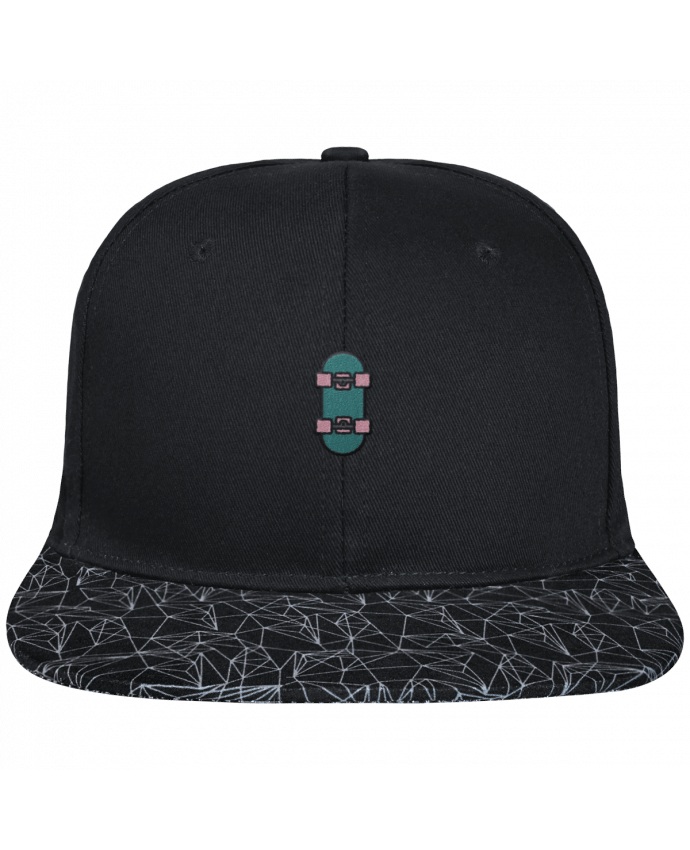 Gorra Snapback Visera Diseño Geométrico Negro Skate bleu brodé avec toile noire 100% coton et visière imprimée 