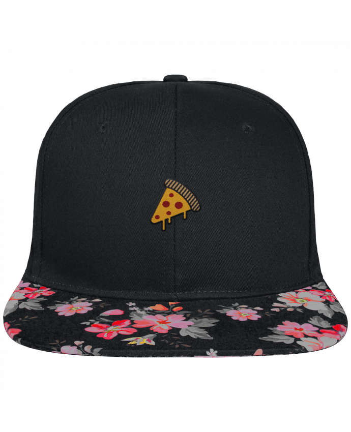 Snapback faded floral Pizza slice brodé et visière à motifs 100% polyester et toile coton