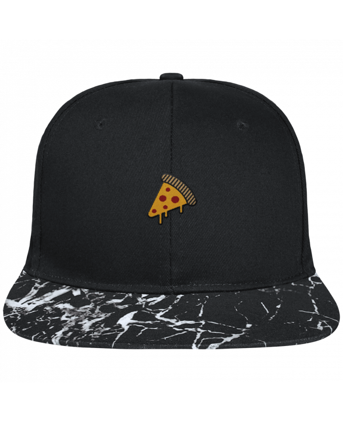 Snapback Cap visor black mineral pattern Pizza slice brodé avec toile noire 100% coton et visière imprimée mo