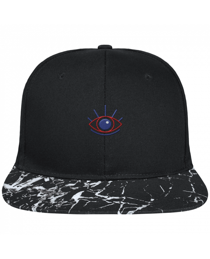 Snapback Cap visor black mineral pattern Oeil brodé avec toile noire 100% coton et visière imprimée motif min