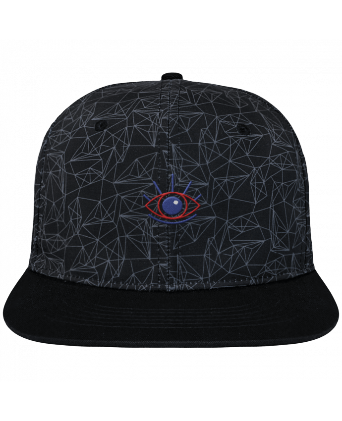 Snapback Cap geometric Crown pattern Oeil brodé avec toile imprimée et visière noire