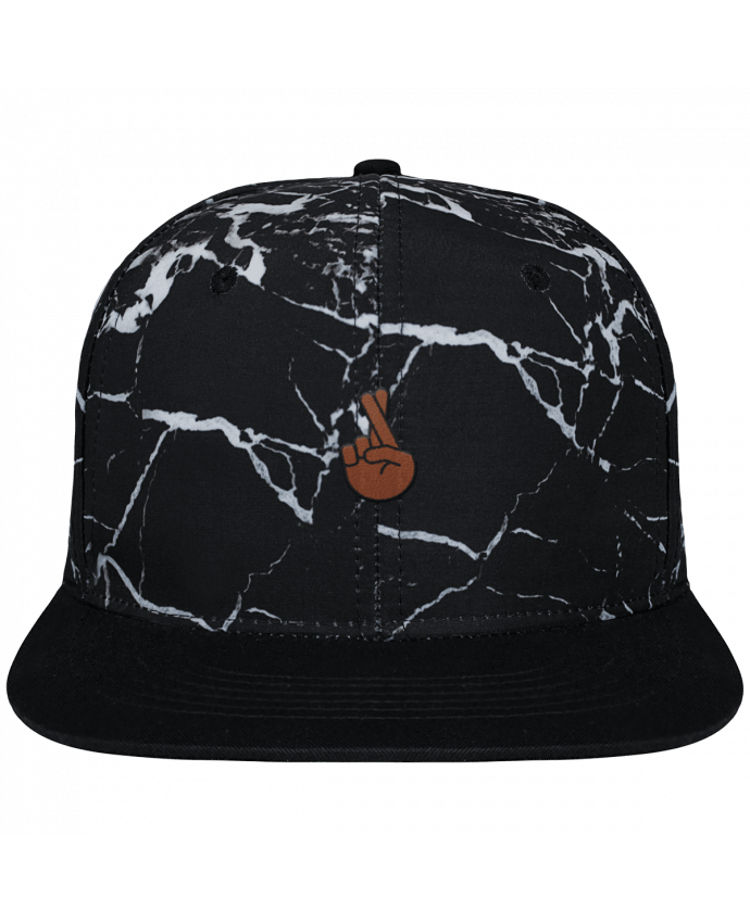 Snapback Cap black mineral Crown pattern Doigts croisés black brodé et toile imprimée motif minéral noir et 