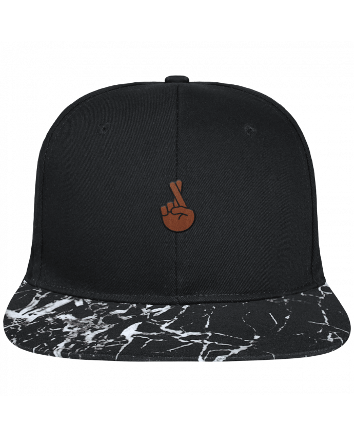 Snapback Cap visor black mineral pattern Doigts croisés black brodé avec toile noire 100% coton et visière im