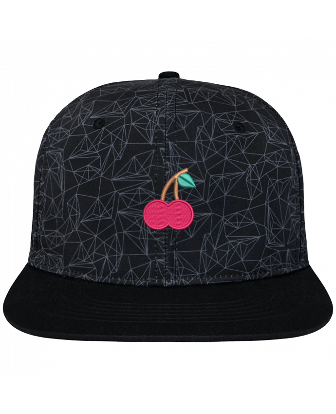Snapback Cap geometric Crown pattern Cerise brodé avec toile imprimée et visière noire